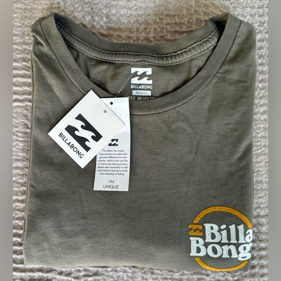 Billabong Wave Washed Tee Small Olive Green Cruise Logo T-Shirt - Picture 1 of 13